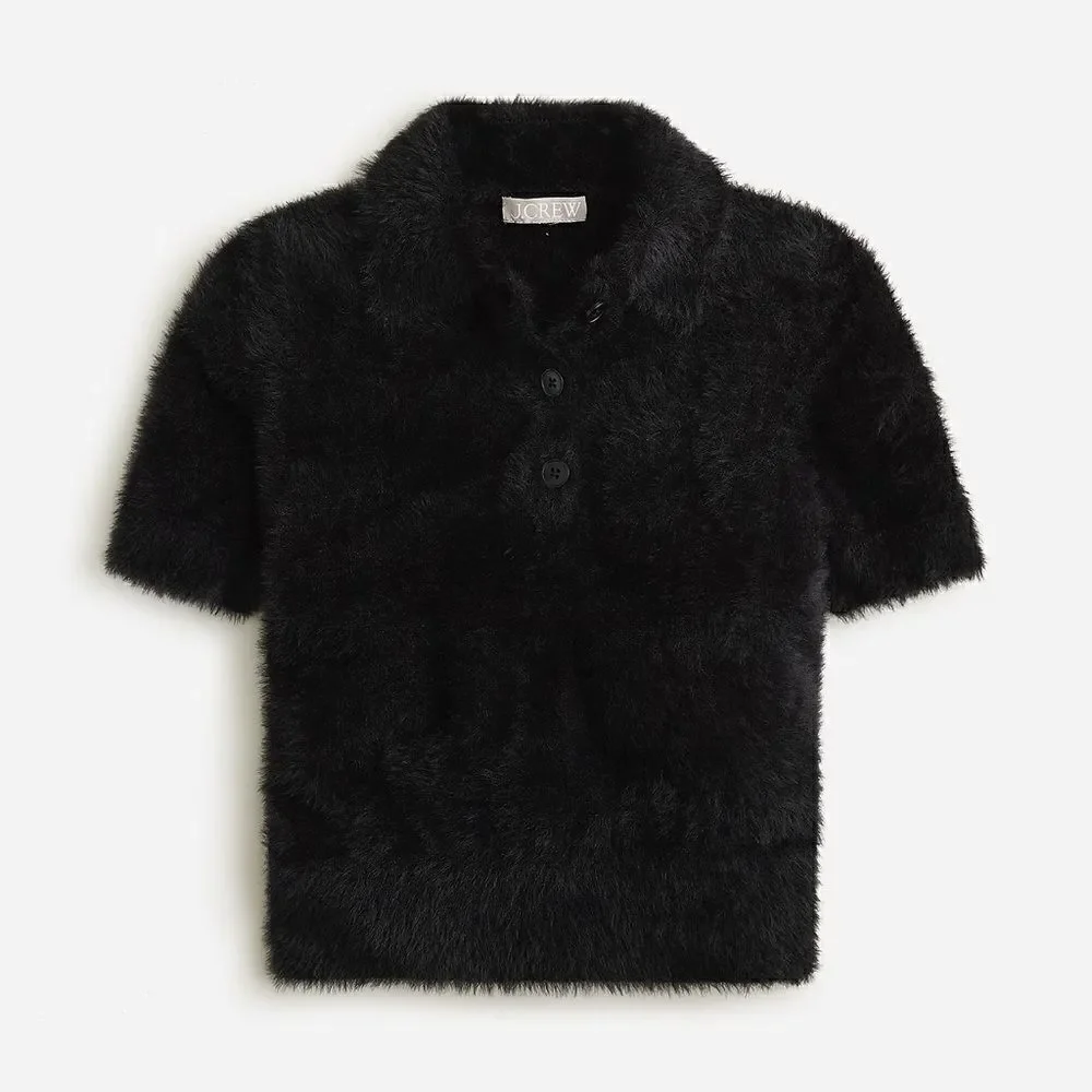 J Crew Short Sleeve Sweater Polo in Brushed Yarn NWT